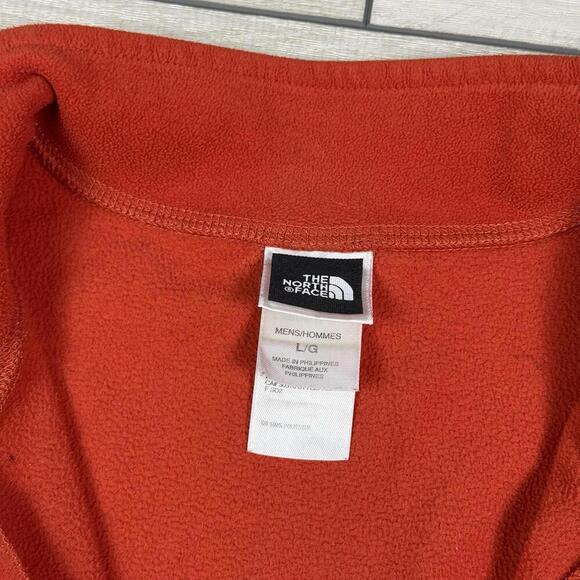 The North Face Fleece Sweatshirt TKA100 Sz L Orange 1/4 Zip Pullover Hike Camp - Picture 5 of 8